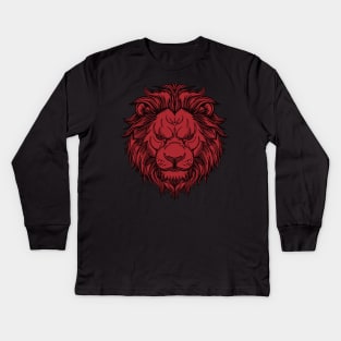 Red lion with mane Kids Long Sleeve T-Shirt